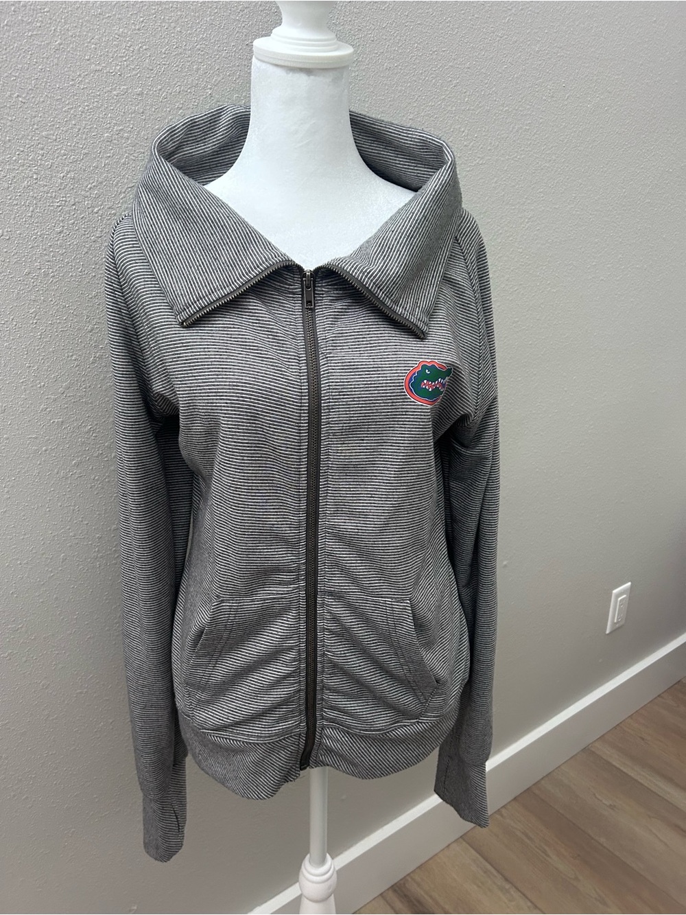 Florida Gators  Gray Striped  Full-Zip Funnel Collar Light Weight Jacket